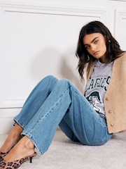 River Island Blue 90s Straight High Rise Jeans - Image 4 of 8