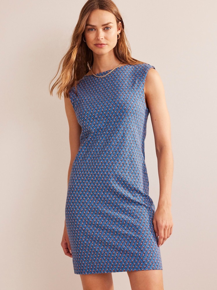 Boden Blue Sleeveless Jersey Shift Dress - Image 1 of 5