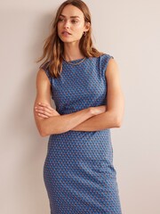 Boden Blue Sleeveless Jersey Shift Dress - Image 3 of 5