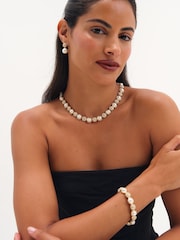 Jon Richard Gold Plated Pearl And Pave Necklace - Slika 2 od 2