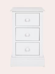 Laura Ashley Cotton White Ashwell 3 Drawer Bedside Table - Image 1 of 3