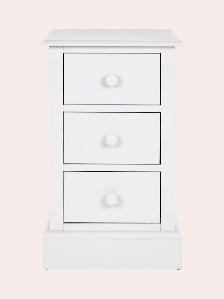 Laura Ashley Cotton White Ashwell 3 Drawer Bedside Table - Image 1 of 3