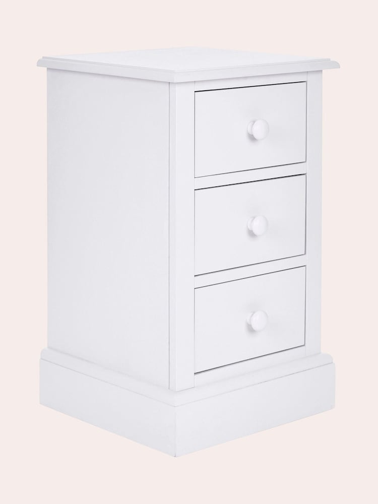 Laura Ashley Cotton White Ashwell 3 Drawer Bedside Table - Image 2 of 3