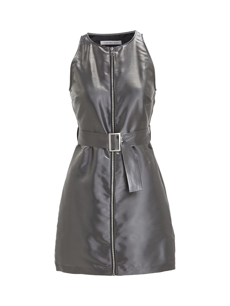 Calvin Klein Jeans Silver Liquid Metal Mini Dress - Image 2 of 4