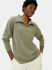 Sweaty Betty Green Sand Wash Half Zip Longline Sweatshirt - Image 1 of 6