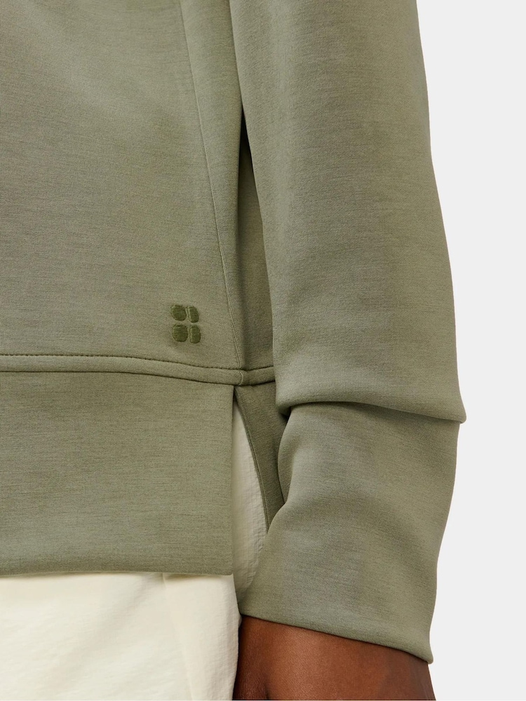 Sweaty Betty Green Sand Wash Half Zip Longline Sweatshirt - Image 6 of 6