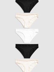 Black/White/Nude Bikini Cotton Knickers 5 Pack - Image 1 of 9