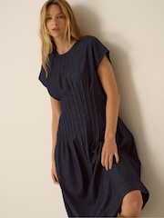 Monsoon Blue Jasmin Pleated Denim Midi Dress - Image 2 of 6