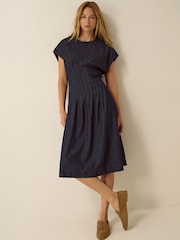 Monsoon Blue Jasmin Pleated Denim Midi Dress - Image 4 of 6