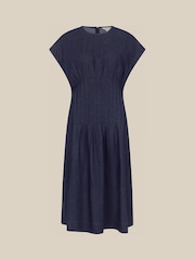 Monsoon Blue Jasmin Pleated Denim Midi Dress - Image 6 of 6