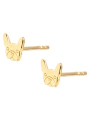 Oliver Bonas Gold Plated Lennie Bulldog Stud Earrings - Image 1 of 2