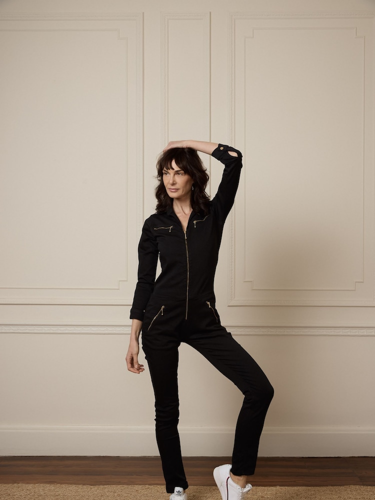 Buy DONNA IDA Slim Fit Dolly Black Denim Jumpsuit from Next Oman