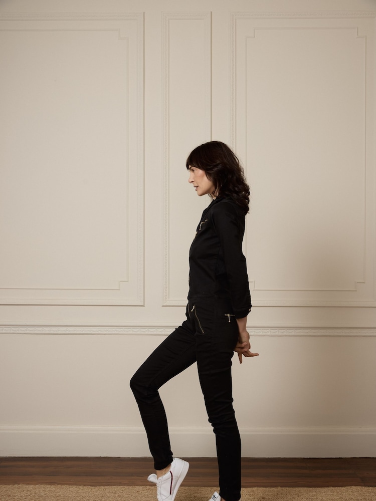 Buy DONNA IDA Slim Fit Dolly Black Denim Jumpsuit from the Next UK