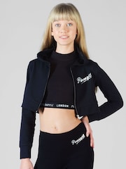Pineapple Black Crop Diamanté Zip Hoodie - Image 1 of 6