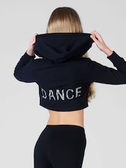 Pineapple Black Crop Diamanté Zip Hoodie - Image 2 of 6