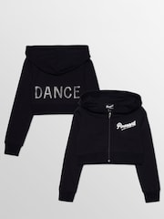 Pineapple Black Crop Diamanté Zip Hoodie - Image 6 of 6