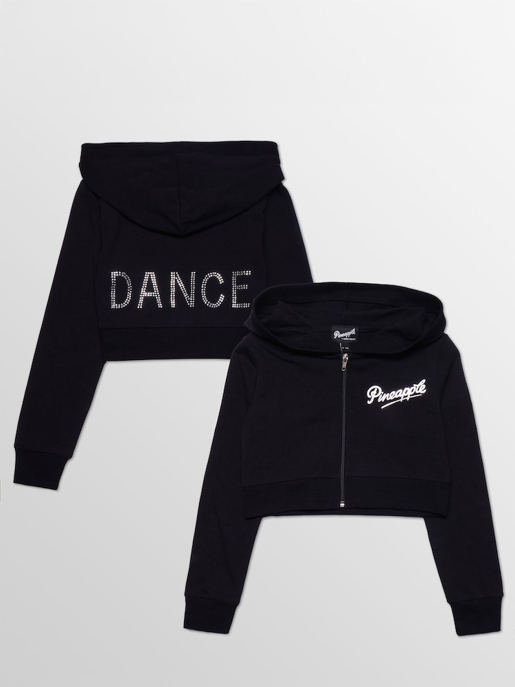 Pineapple Black Crop Diamanté Zip Hoodie - Image 6 of 6