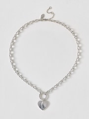 Oliver Bonas Silver Tone Louisa Heart Waterproof Chain Necklace - Image 1 of 3