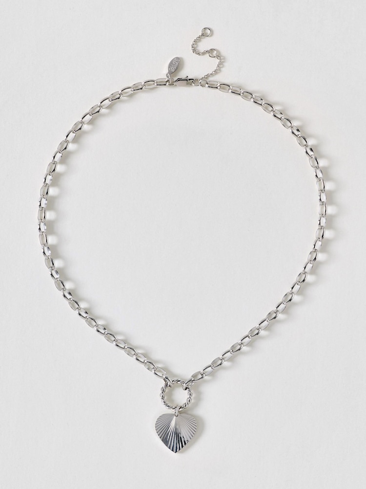 Oliver Bonas Silver Tone Louisa Heart Waterproof Chain Necklace - Image 1 of 3