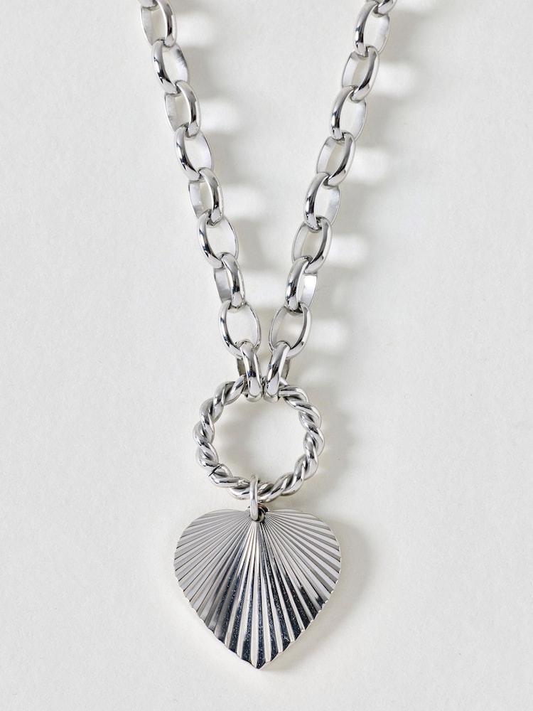 Oliver Bonas Silver Tone Louisa Heart Waterproof Chain Necklace - Image 2 of 3