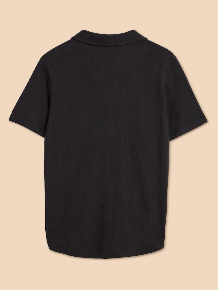 White Stuff Black Pocket Penny Jersey 100% Cotton Shirt - Image 10 of 10