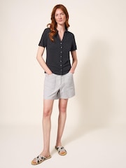 White Stuff Black Pocket Penny Jersey 100% Cotton Shirt - Image 3 of 10