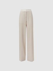 Reiss Neutral Maya Mid Rise Contrast Wide Leg Suit Trousers - Image 2 of 5
