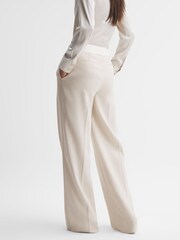 Reiss Neutral Maya Mid Rise Contrast Wide Leg Suit Trousers - Image 4 of 5