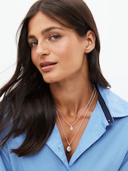 Silver Tone Sparkle Petal Layered Necklace - Image 2 of 4