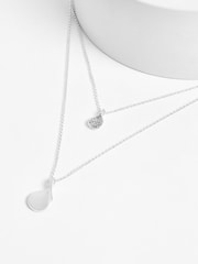 Silver Tone Sparkle Petal Layered Necklace - Image 3 of 4