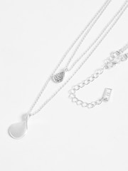 Silver Tone Sparkle Petal Layered Necklace - Image 4 of 4
