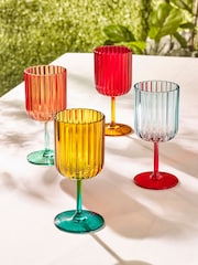 Multi Bright Plastic Picnic Drinkware Set of 4 Wine Glasses - Image 1 of 4