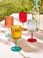 Multi Bright Plastic Picnic Drinkware Set of 4 Wine Glasses - Image 2 of 4