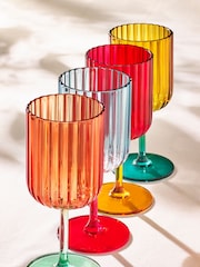Multi Bright Plastic Picnic Drinkware Set of 4 Wine Glasses - Image 3 of 4