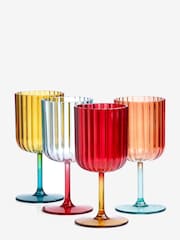 Multi Bright Plastic Picnic Drinkware Set of 4 Wine Glasses - Image 4 of 4