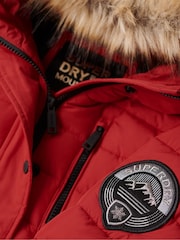 Superdry Red Fuji Hooded Mid Length Puffer Coat - Image 6 of 6