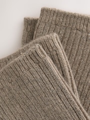 Mink Brown Wool Blend Ribbed Ankle Socks 2 Pack - Image 3 of 4