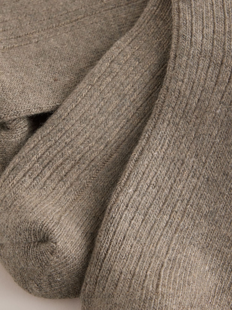Mink Brown Wool Blend Ribbed Ankle Socks 2 Pack - Image 4 of 4 Mink Brown Wool Blend Ribbed Ankle Socks 2 Pack - Image 4 of 4