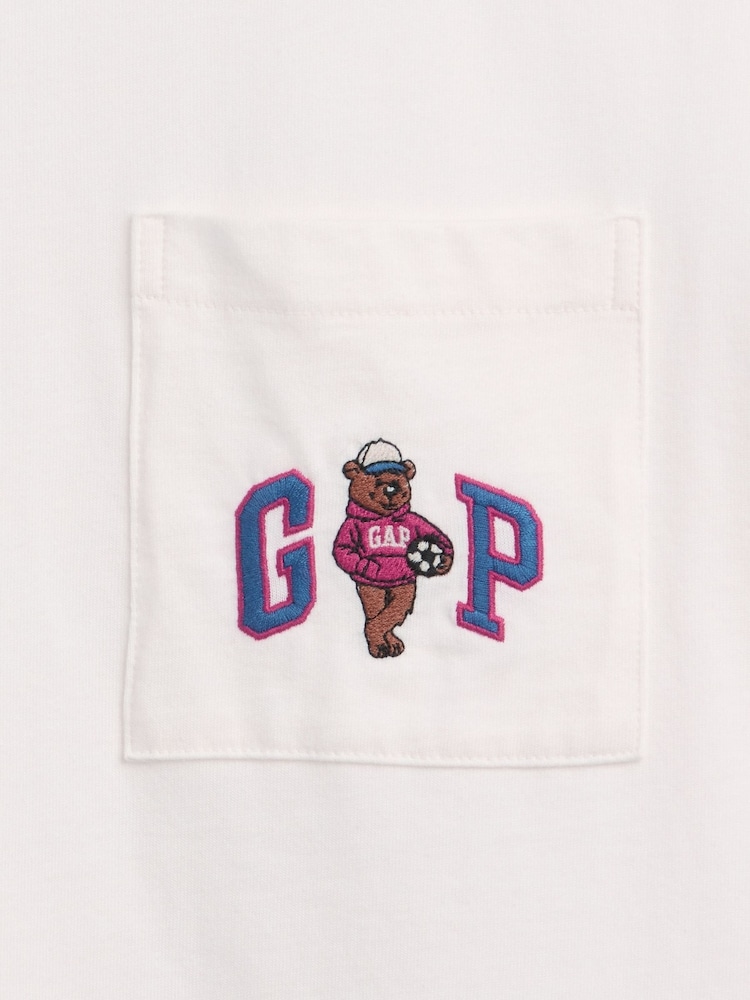 Gap White Relaxed Branan Bear Logo Short Sleeve T-Shirt - Image 4 of 4 Gap White Relaxed Branan Bear Logo Short Sleeve T-Shirt - Image 4 of 4
