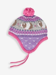 JoJo Maman Bébé Pink Guinea Pig Fair Isle Pattern Hat - Image 1 of 2