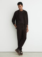 Reiss Chocolate Brown Normandy Merino Wool-Blend Cuffed Joggers - Image 1 of 6