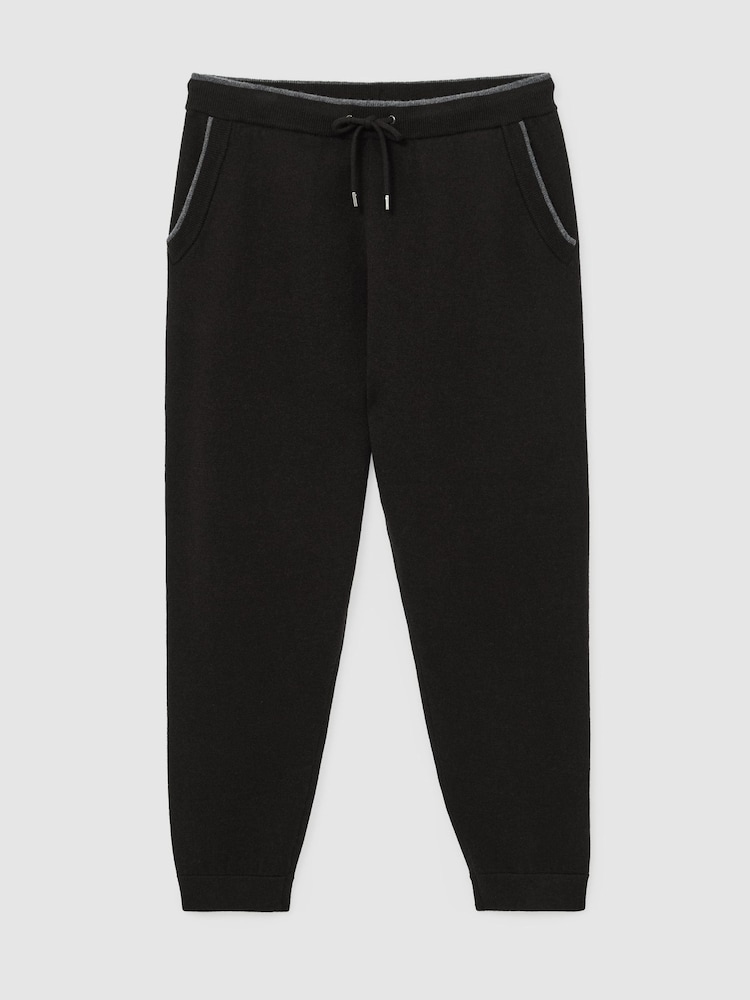 Reiss Chocolate Brown Normandy Merino Wool-Blend Cuffed Joggers - Image 2 of 6 Reiss Chocolate Brown Normandy Merino Wool-Blend Cuffed Joggers - Image 2 of 6