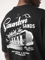 Black Stone Relaxed Fit Back Print Graphic T-Shirt - Image 1 of 8