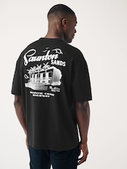 Black Stone Relaxed Fit Back Print Graphic T-Shirt - Image 3 of 8