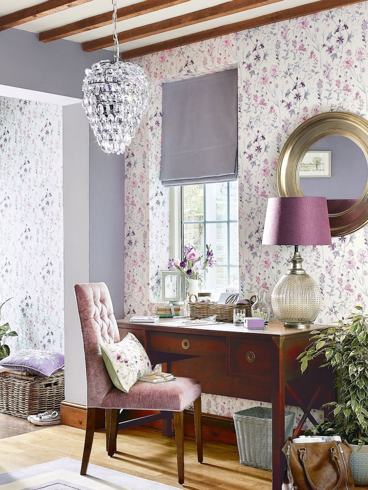 Laura Ashley Pale Purple Wild Meadow A4 Wallpaper Sample - Image 1 of 2
