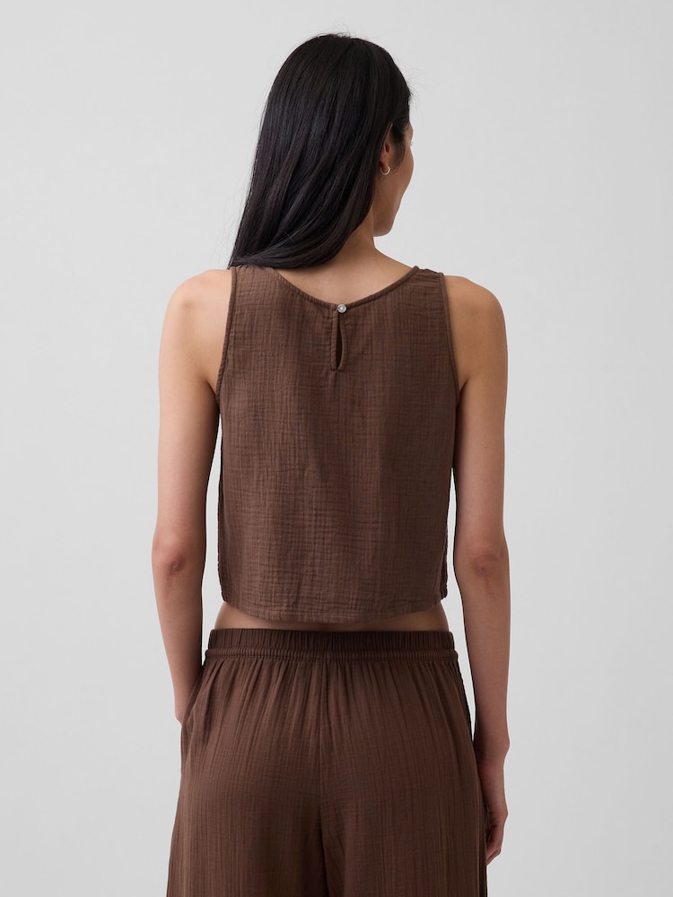Gap Brown Gauze Racer Shell Vest - Image 2 of 5 Gap Brown Gauze Racer Shell Vest - Image 2 of 5