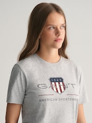 GANT Grey Archive Shield Logo T-Shirt - Image 3 of 5