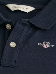 GANT Evening Blue Shield Logo Baby Long Sleeve 100% Cotton Polo Shirt - Image 2 of 2