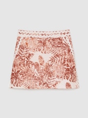 Reiss Pale Pink Mila Linen Wave-Trim Mini Skirt - Image 2 of 6