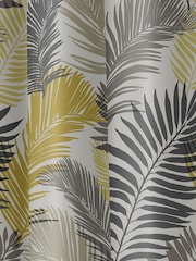 Fusion Yellow Tropical Leaves Lined Eyelet 100% Cotton Curtains - Image 2 of 2